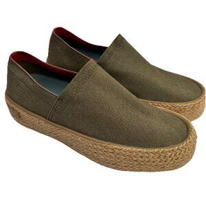 Seavees Oceanside Espadrille High Stretch Canvas Platform Sneakers Green Size 9